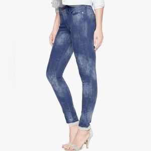 True Religion| Halle Moto Mid-Rise Bleached Blue Super Skinny Jeans Sz 24